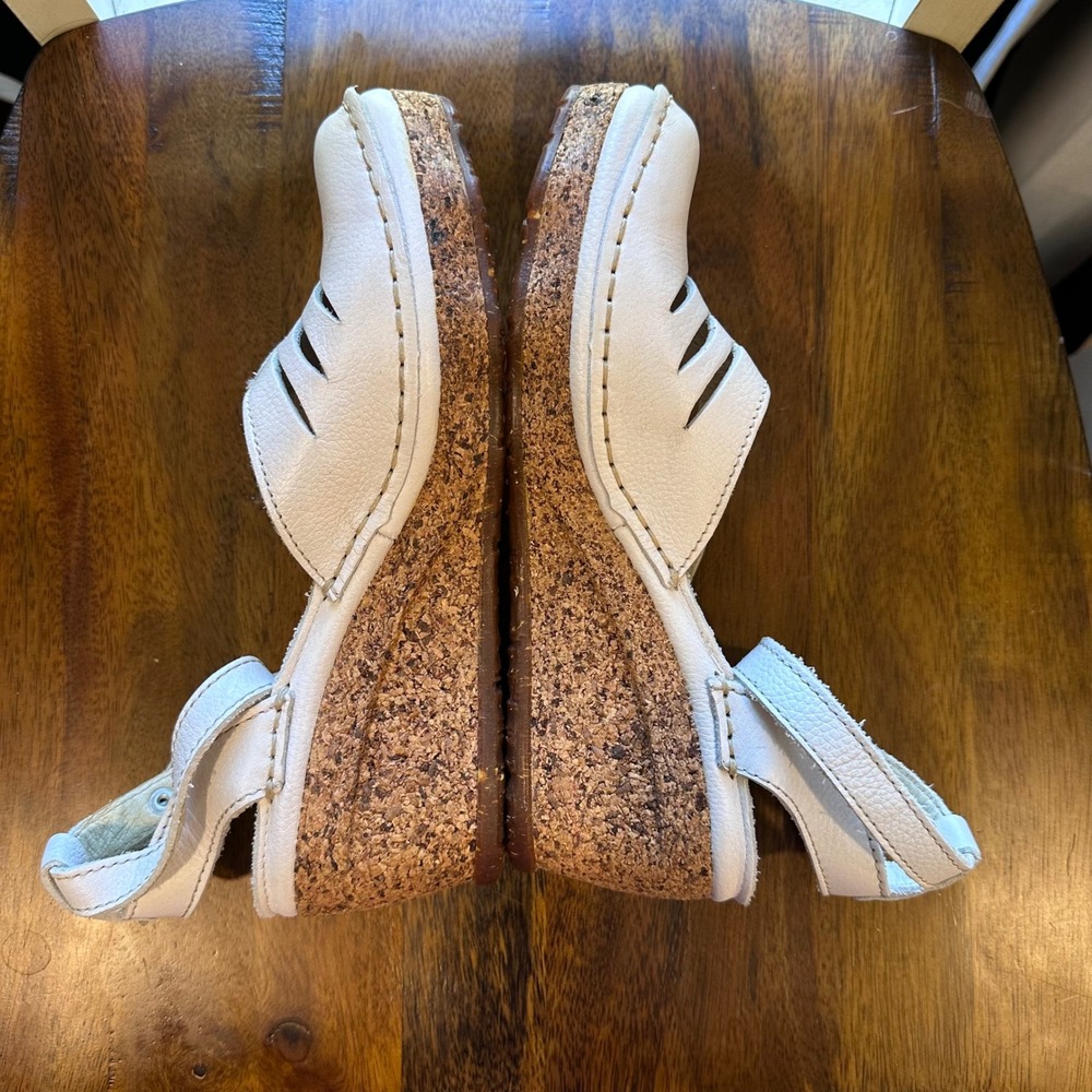 El Naturalista Wedge Sandals Womens 38 White Leather Cork Platform 401 Spain - Picture 13 of 16
